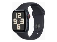 Apple Watch SE (GPS + Cellular) - 2e génération - 40 mm - aluminium minuit - montre intelligente avec bande sport - fluoroélastomère - minuit - taille du bracelet : M/L - 32 Go - Wi-Fi, LTE, Bluetooth - 4G - 27.8 g MRGA3QF/A