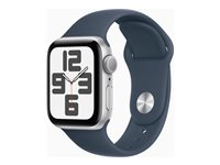 Apple Watch SE (GPS) - 2e génération - 40 mm - aluminium argenté - montre intelligente avec bande sport - fluoroélastomère - bleu orage - taille du bracelet : S/M - 32 Go - Wi-Fi, Bluetooth - 26.4 g MRE13QF/A
